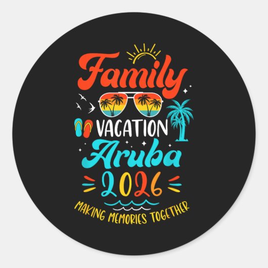 Family Vacation 2026 Aruba Matching Summer Vacatio ラウンドシール (正面)