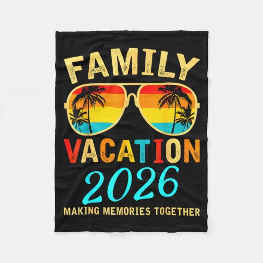Family Vacation 2026 Beach Matching Summer Vacatio フリースブランケット (正面)