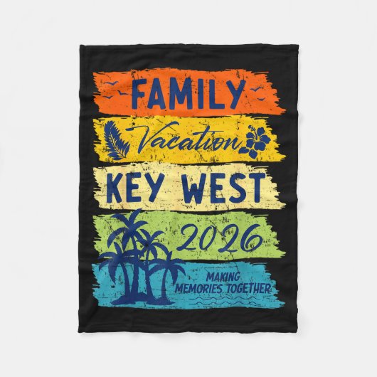 Family Vacation 2026 Key West Matching Summer Vaca フリースブランケット (正面)