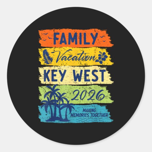 Family Vacation 2026 Key West Matching Summer Vaca ラウンドシール (正面)
