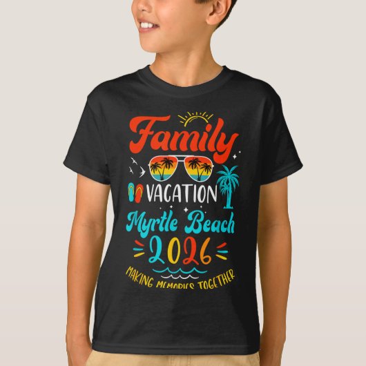 Family Vacation 2026 Myrtle Beach Matching Summer Tシャツ (正面)
