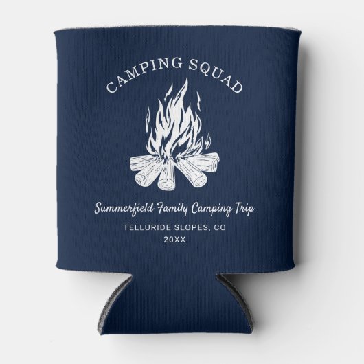 Family Vacation Campfire Camping Trip Custom 缶クーラー (正面)