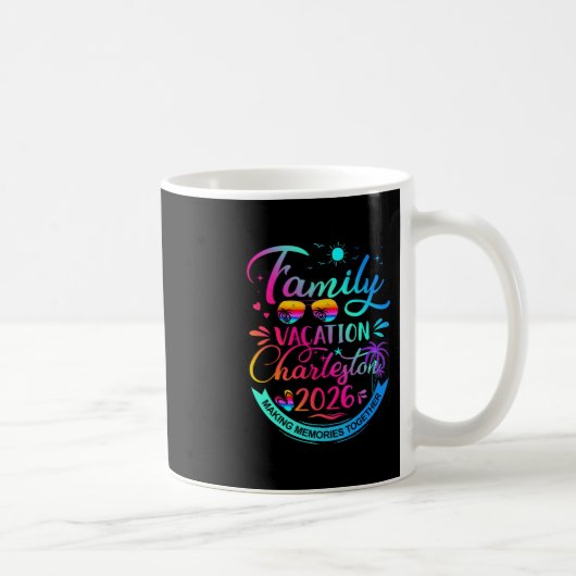 Family Vacation Charleston 2026 Palm Tree Gift  コーヒーマグカップ (右)
