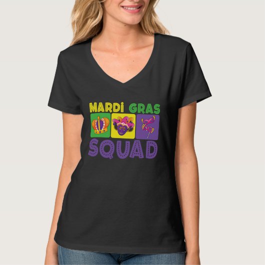 Family Vacation Couple Cute Mardi Gras Squad Tシャツ (正面)