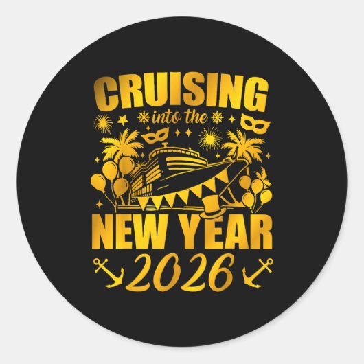 Family Vacation Cruise Ship 2026 New Year Party Cr ラウンドシール (正面)