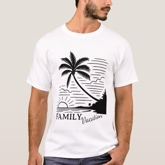 Family Vacation – Tropical Sunset Beach Tシャツ (正面)