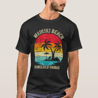 Family Vacation Vintage Retro Honolulu Hawaii Waik Tシャツ