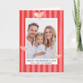Family Valentine's Day Photo with Hearts Stripes シーズンカード (正面)