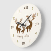 Family Values Deer Wall Clock ラージ壁時計 (傾斜)