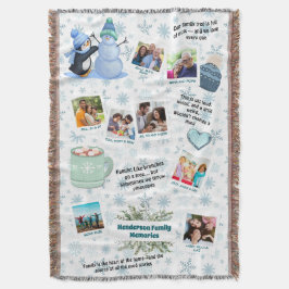 Family Winter Memories Collage – Snowflakes & Coco スローブランケット