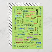 Family Word CloudスクリプパーソナライズされたトFabおもしろい 招待状 (正面/裏面)