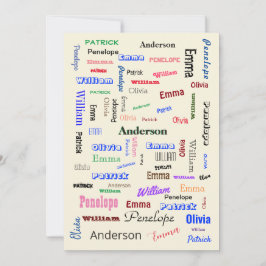 Family Word Cloud Fabおもしろいスクリプパーソナライズされたト 招待状