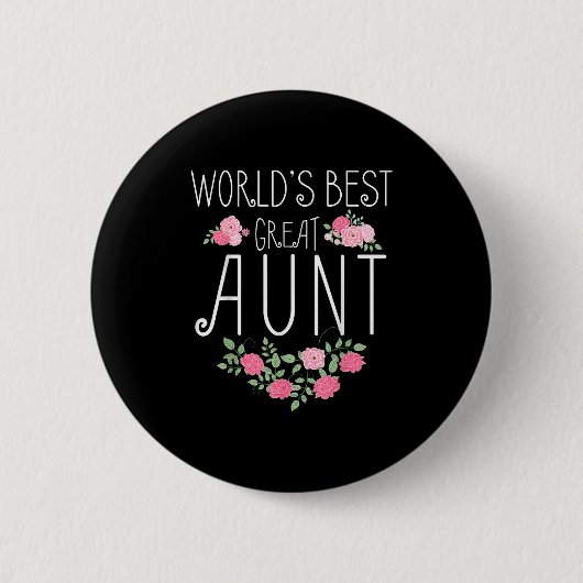 Family World's Great Aun Funny Auntie Ever Gift  缶バッジ (正面)