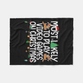 Family Xmas Most Likely To Play Video Games On Chr フリースブランケット (正面(横))