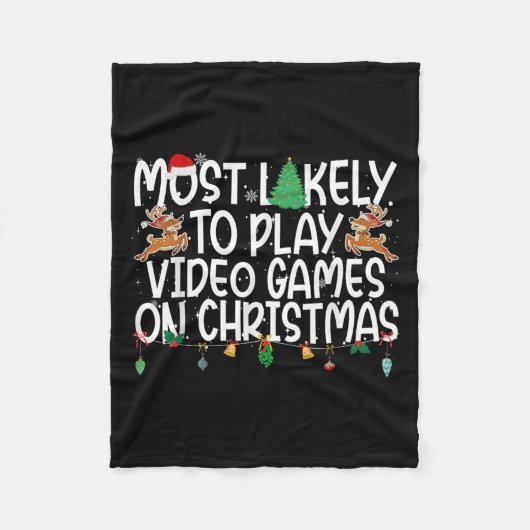 Family Xmas Most Likely To Play Video Games On Chr フリースブランケット (正面)