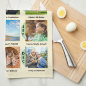 Family Year Gallery of 12 Photos Cream Custom キッチンタオル (四つ折り)