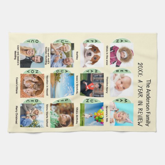 Family Year Gallery of 12 Photos Cream Custom キッチンタオル (横)
