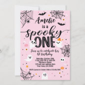 Famoso uno, primer cumpleanos, Halloween rosa 招待状 (正面)