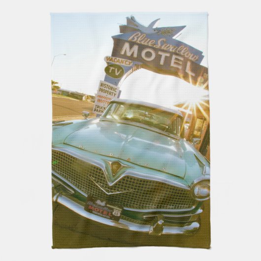 Famous Blue Swallow Motel on Route 66 キッチンタオル (縦)