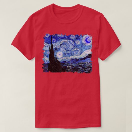 Famous Classic Art The Starry Night Remi Van Gogh Tシャツ (デザイン正面)
