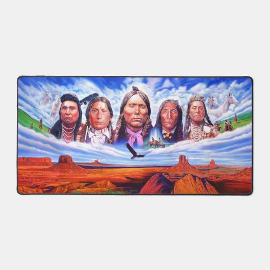 Famous Native Americans Indian Chiefs Painting デスクマット (正面)