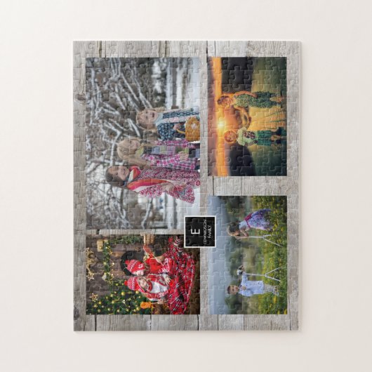 Famy collage 4枚（田舎の木のモノグラム） ジグソーパズル (縦)