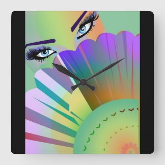 Fan Clock女性 スクエア壁時計