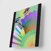 Fan Clock女性 スクエア壁時計 (傾斜)