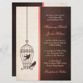 Fanciful Bird Cage – チョコレート&ピンク結婚ズ 招待状 (正面/裏面)