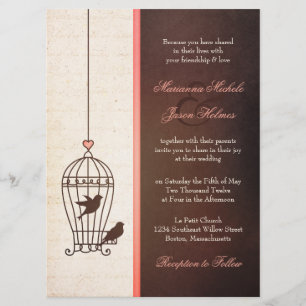 Fanciful Bird Cage – チョコレート&ピンク結婚ズ 招待状