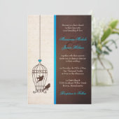 Fanciful Bird Cage -ティール（緑がかった色）&チョコレー結婚ト 招待状 (スタンド正面)