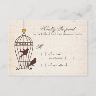Fanciful Bird Cage - Autumn Orange Wedding RSVP