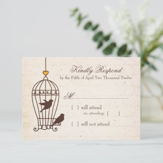 Fanciful Bird Cage - Autumn Orange Wedding RSVP (スタンド正面)