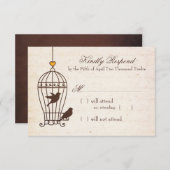 Fanciful Bird Cage - Autumn Orange Wedding RSVP (正面/裏面)