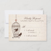 Fanciful Bird Cage - Pink & Chocolate Wedding RSVP (正面)