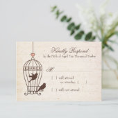 Fanciful Bird Cage - Pink & Chocolate Wedding RSVP (スタンド正面)