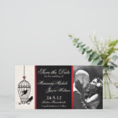 Fanciful Birdcage Photo Save the Date Red Ribbon セーブザデート (スタンド正面)