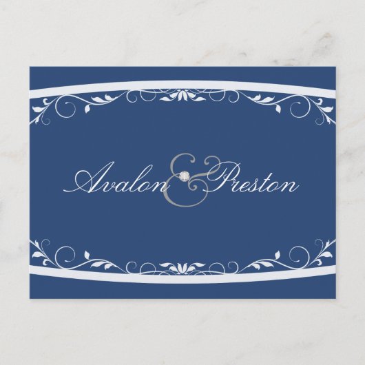 Fancilfulフローラブルー日付はがきを保存 案内ポストカード (正面)