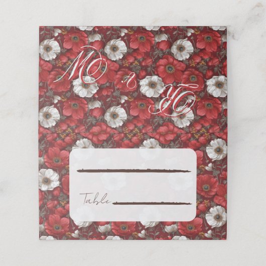 Fancy Anemones Flower Fall Wedding プレイスカード (外部開封)