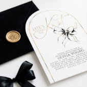 Fancy Black Bow She's Tying The Knot Bridal Shower 招待状