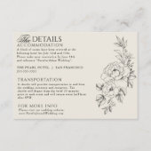 Fancy Black Cream Floral Boho Wedding Details エンクロージャーカード (正面)