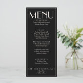 Fancy Black Cream Old Money Retro Luxury Wedding メニュー (スタンド正面)