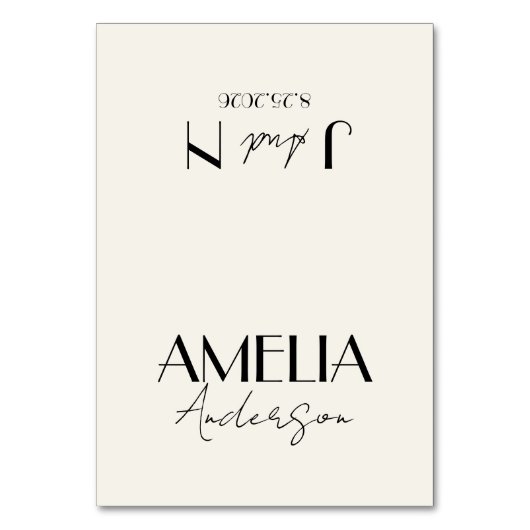 Fancy Black Ivory Old Money Wedding Place Cards テーブルナンバー (正面)