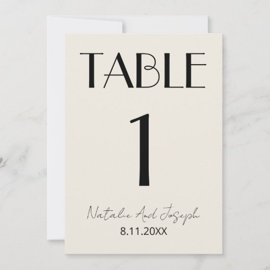  Fancy Black Ivory Old Money Wedding Table Number 招待状 (正面)