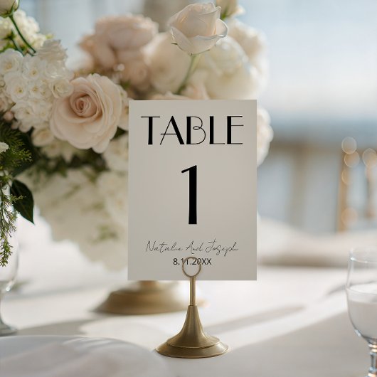  Fancy Black Ivory Old Money Wedding Table Number 招待状