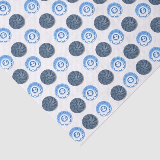 Fancy Blue Buttons White  薄葉紙 (詳細)