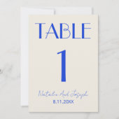  Fancy Blue Ivory Old Money Wedding Table Number 招待状 (正面)
