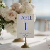  Fancy Blue Ivory Old Money Wedding Table Number 招待状