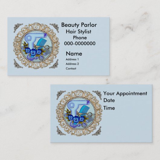 Fancy Blue Pansy Beautician 予約カード (正面/裏面)