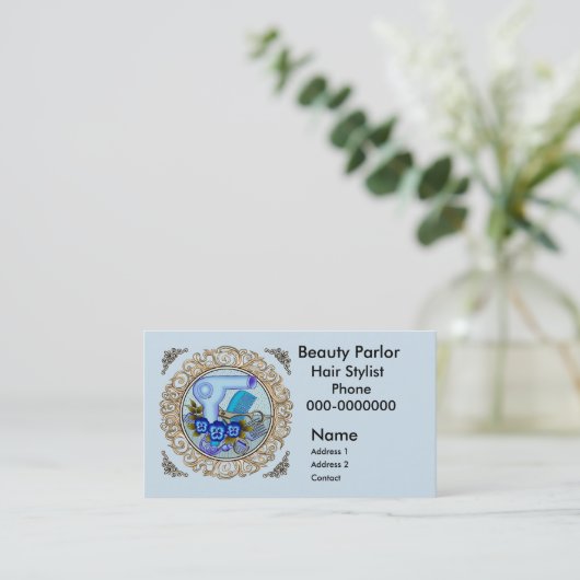 Fancy Blue Pansy Beautician 予約カード (スタンド正面)